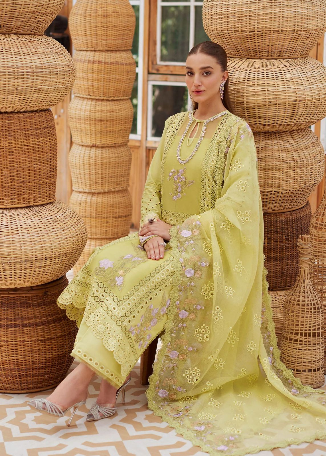 CRIMSON LEMON CHICKEN KARI LAWN COLLECTION| TOP PAKISTANI DRESS BY SHAEBIZ