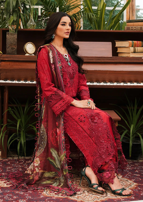 KAHF RED KARINA LAWN CHICKEN KARI COLLECTION| TOP PAKISTANI DRESS BY SHAEBIZ