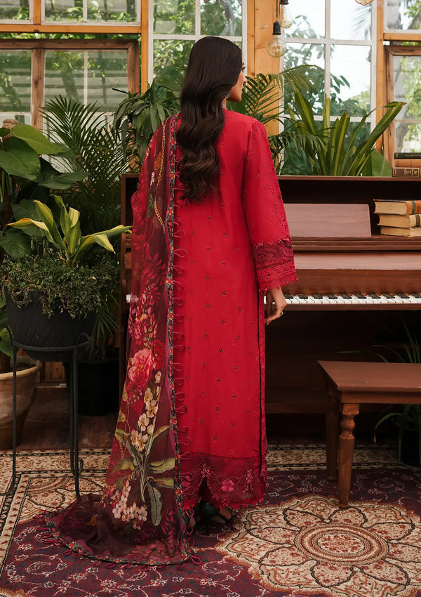 KAHF RED KARINA LAWN CHICKEN KARI COLLECTION| TOP PAKISTANI DRESS BY SHAEBIZ