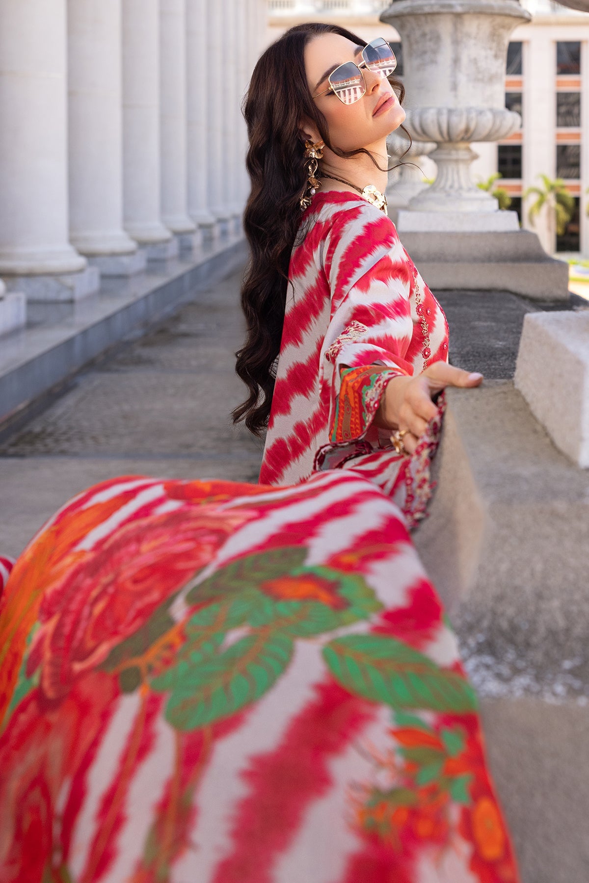 CHARIZMA RED LAWN LUXURY LAWN COLLECTION WITH SILK DUPATTA | TOP PAKISTANI DRESS BY SHAEBIZ