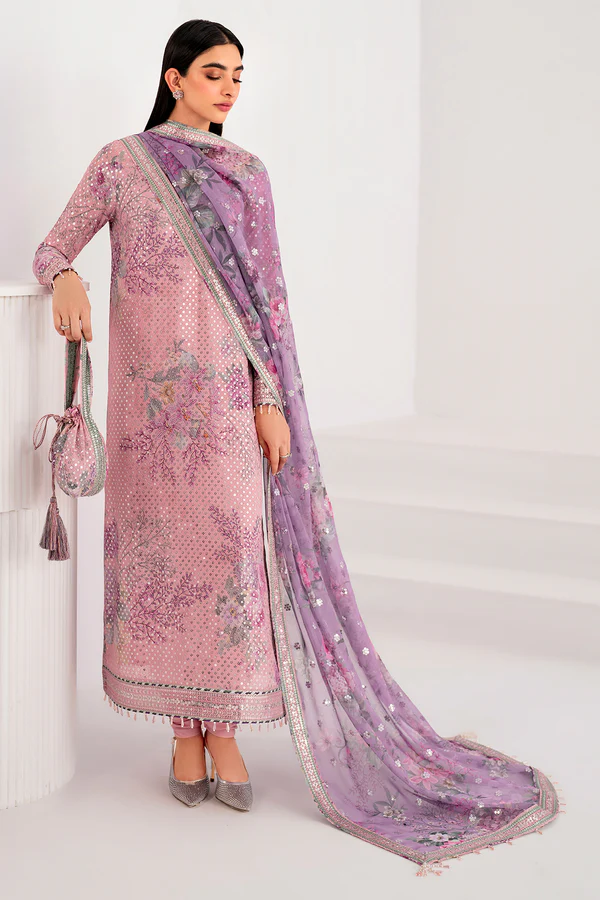 JAZMIN SEQUENCE PINK CHIFFON PARTY WEAR|PEARL PINK | TOO PAKISTANI DRESS BY SHAEBIZ