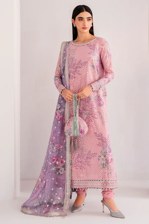 JAZMIN SEQUENCE PINK CHIFFON PARTY WEAR|PEARL PINK | TOO PAKISTANI DRESS BY SHAEBIZ