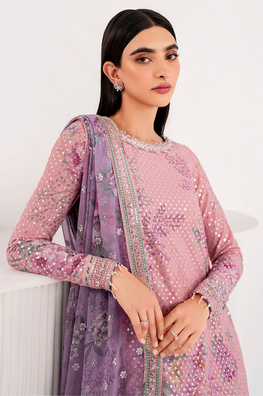 JAZMIN SEQUENCE PINK CHIFFON PARTY WEAR|PEARL PINK | TOO PAKISTANI DRESS BY SHAEBIZ