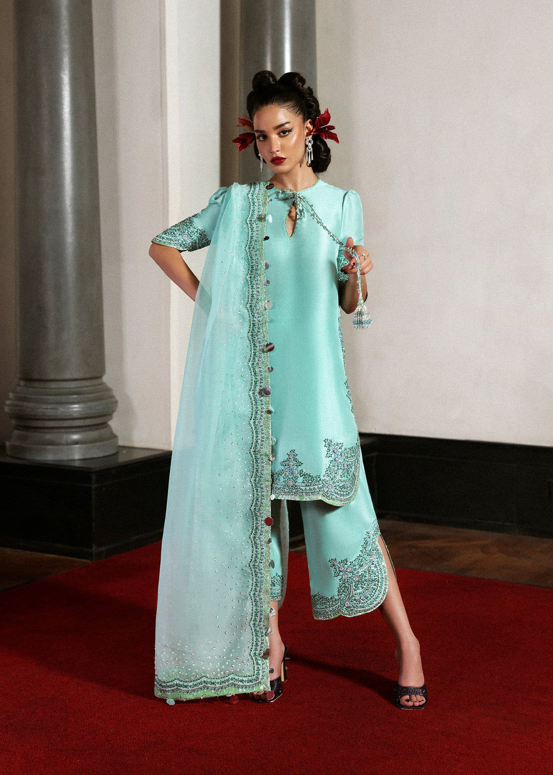 HUSSAINN REHAR LUXURY RAW SILK COLLECTION| UNSTITCHED 3 PCS| TOP PAKISTANI DRESS BY