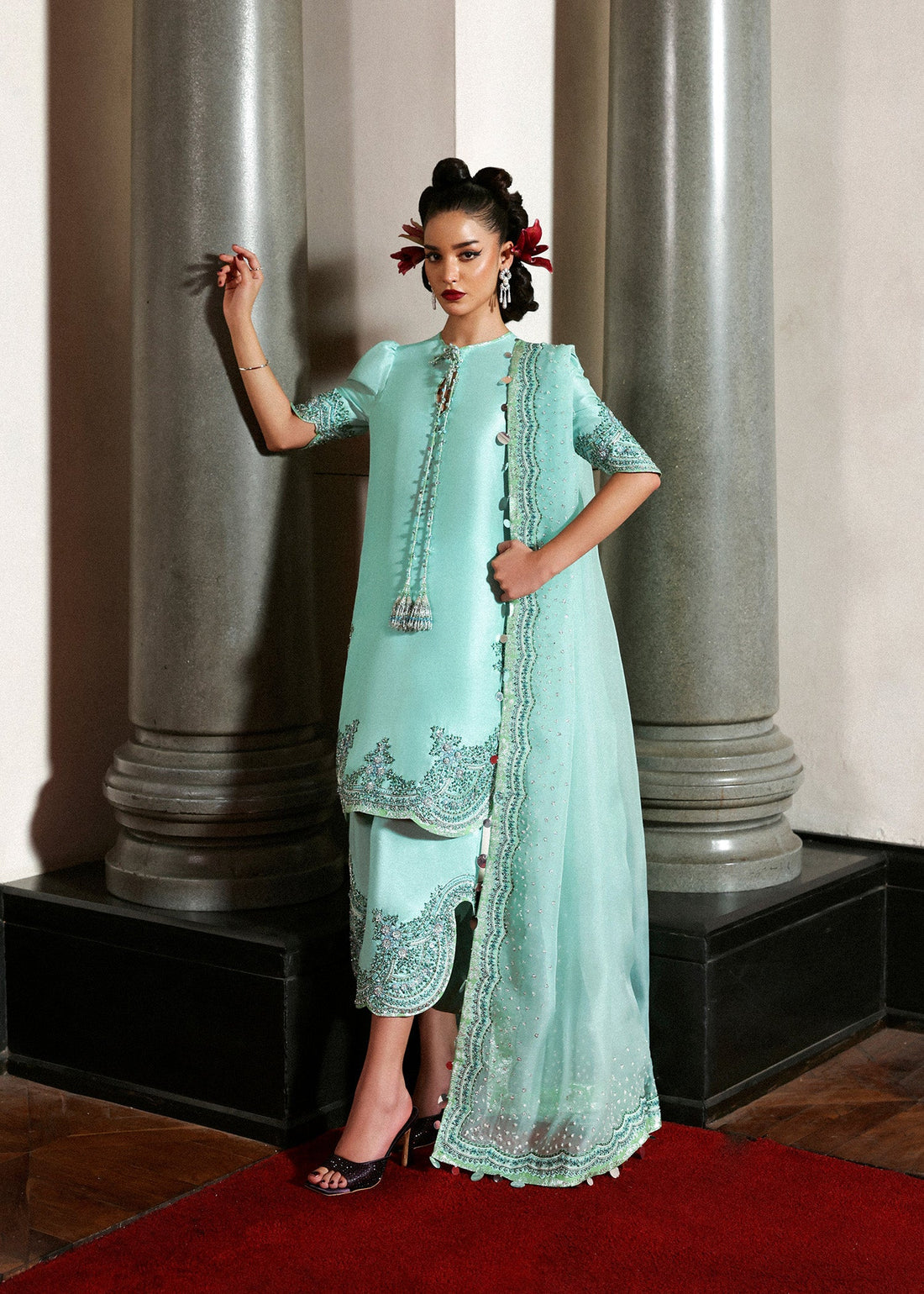 HUSSAINN REHAR LUXURY RAW SILK COLLECTION| UNSTITCHED 3 PCS| TOP PAKISTANI DRESS BY